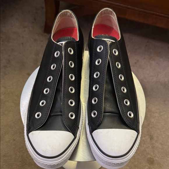 Converse Shoes - Pre-owned Converse Black leather/ and White sole Women's Sneakers